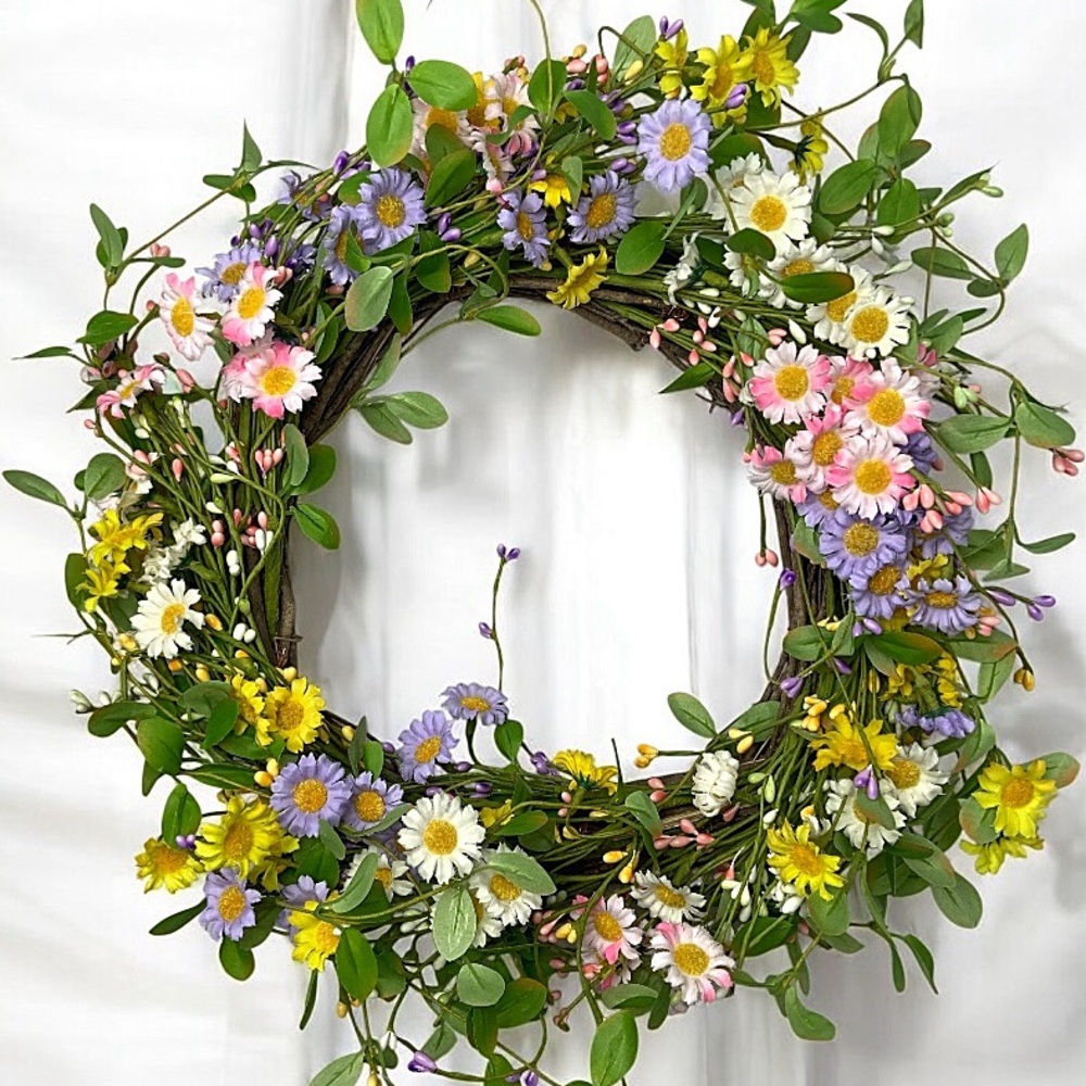 Floral Wreath 12” with Faux Flowers